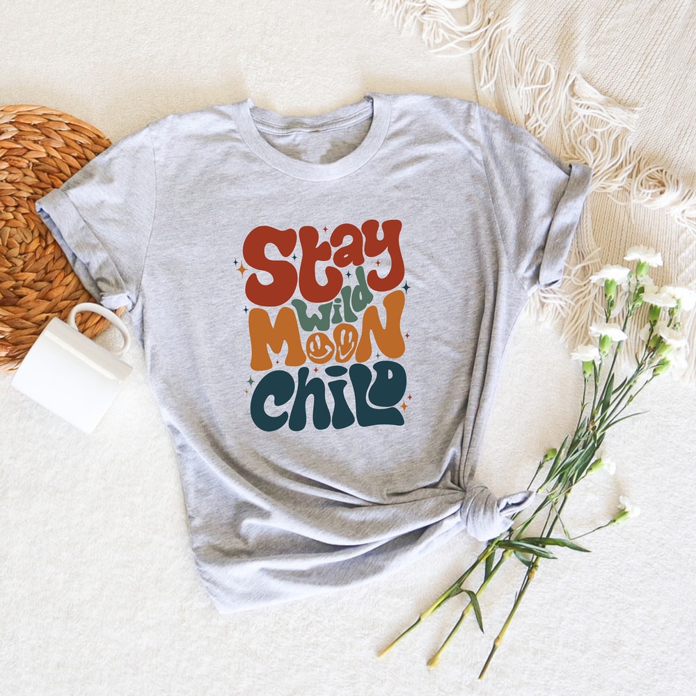 Stay Wild Moon Child, Retro Comfort Celestial Shirt, Preppy Aesthetic Shirt, Vintage Spiritual Shirt, Boho Moon Shirt, Phases Astrology Gift - 3.jpg
