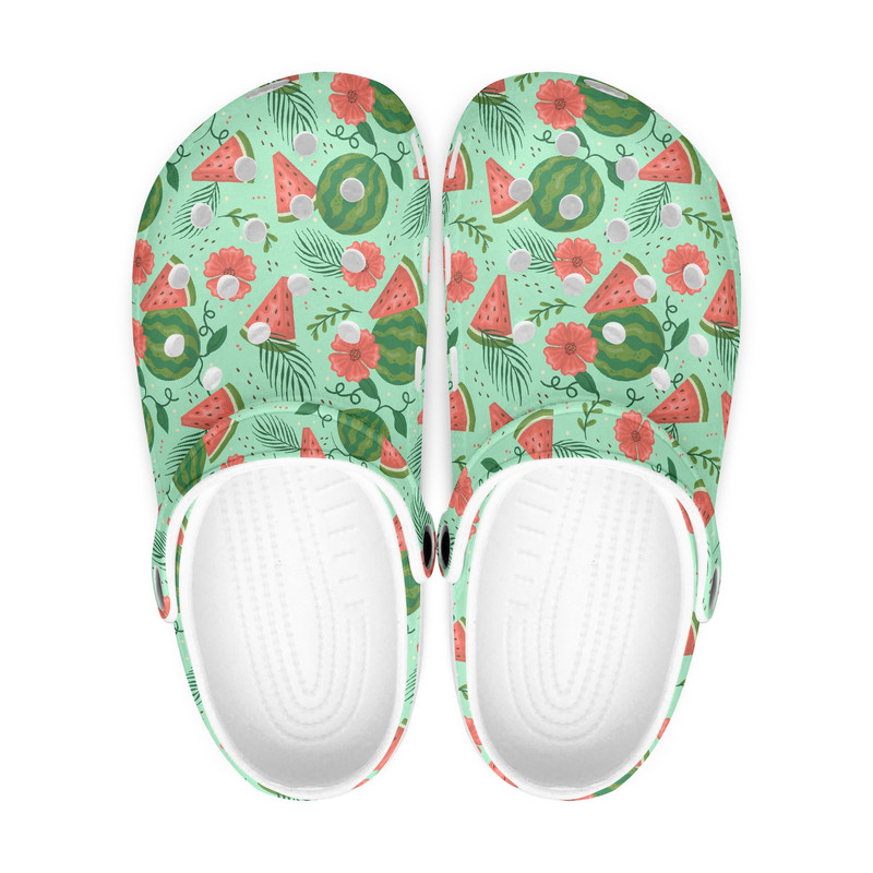 Watermelon Summer Clogs Shoes, Fruits Fruit Salad Crocs Slippers, Garden Shoes Hole Slippers, Gardener Gift.jpg