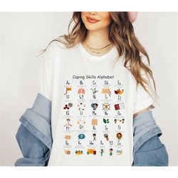 coping skills alphabet shirt, occupational therapy shirt, psychologist shirt, positivity shirt, mental health matters sh