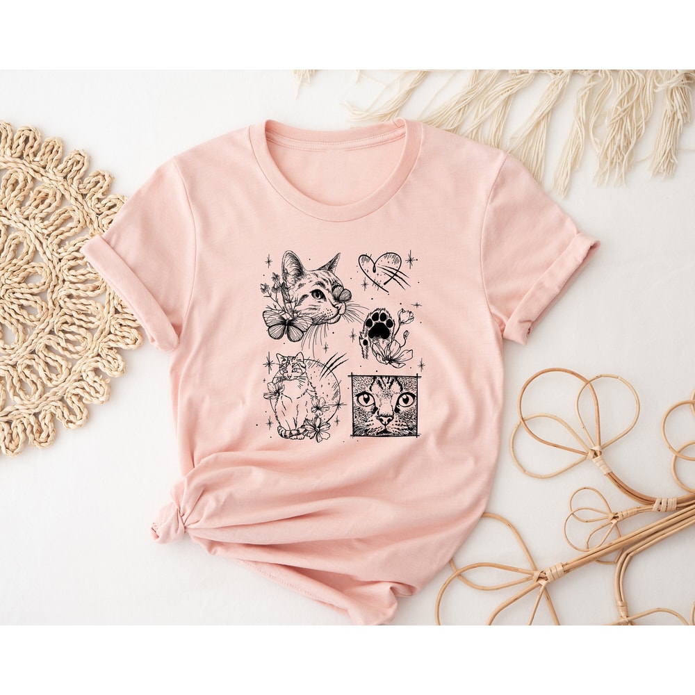 Cat Portrait Shirt, Cat Lover Shirt, Cat Crewneck, Cat Owner Shirt, Cat Sweatshirt, Aesthetic Cat Shirt, Retro Cat Tee, Cat Mom Tee, Cat Dad - 1.jpg
