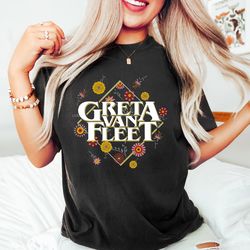 floral greta van fleet shirt, retro musical shirt, boho vintage musician shirt, van fleet merch, retro greta van fleet t