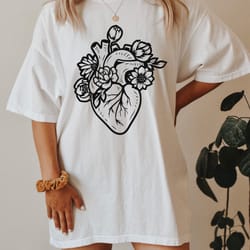 floral heart shirt,floral heart sweatshirt,doctor shirt,health shirt,flowers heart tees,heart surgery,botanical heart s
