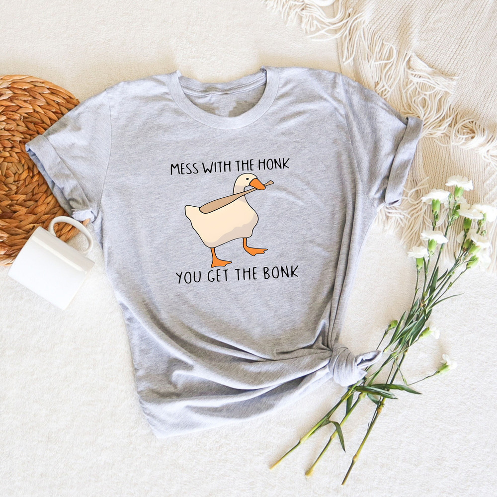 Mess With The Honk You Get The Bonk Shirt, Funny Meme Goose Shirt, Goose Lover Shirt,  Funny Bird Shirt, Goose Shirt, Goose Preppy Shirt - 3.jpg