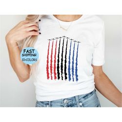 american air force flyover tee, red white blue tee, 4th of july tee, usa flag shirt, memorial day, independence day jet