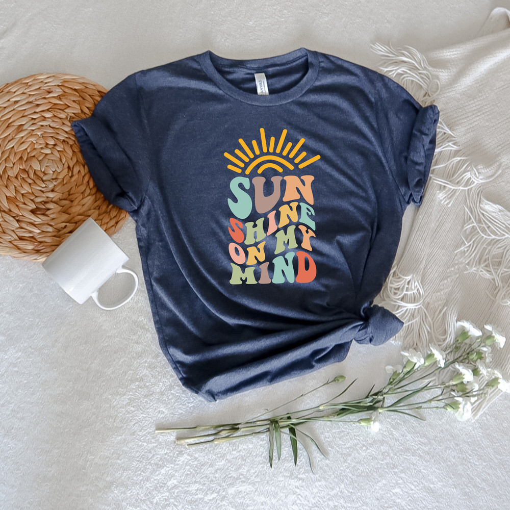 Sunshine On My Mind,Womens Unisex Crewneck,Vintage Sunshine Shirt,Retro Boho Shirt,Hiking Tshirt,Sun Graphic Tee,Retro Comfort Unisex Tshirt - 2.jpg