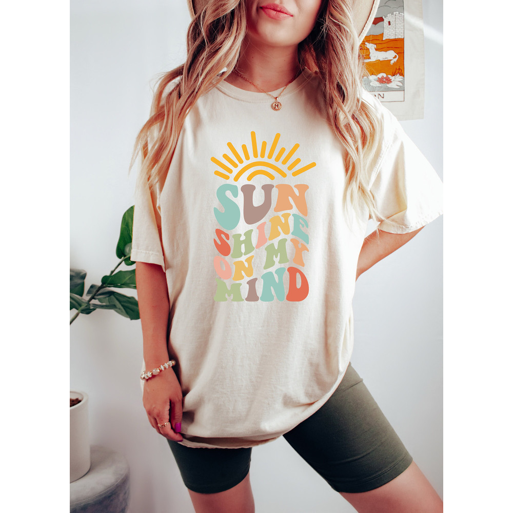 Sunshine On My Mind,Womens Unisex Crewneck,Vintage Sunshine Shirt,Retro Boho Shirt,Hiking Tshirt,Sun Graphic Tee,Retro Comfort Unisex Tshirt - 3.jpg