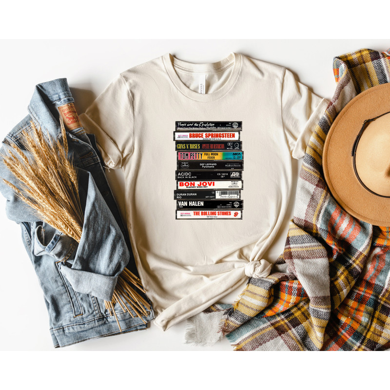 Vintage Cassette Tape Tshirt,Vintage Band Sweatshirt,Retro Cassette Tape Graphic Tee,80's Rock Graphic Shirt,Vintage Band Cassette Tapes Tee - 2.jpg