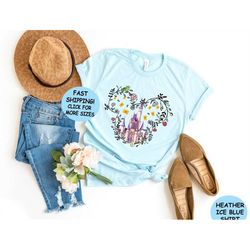 magic kingdom castle floral tee, princess castle shirt, magic kingdom floral spring tee, magical vacation castle tee, ma