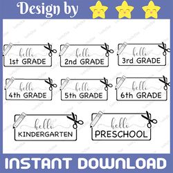 hello grade bundle svg, hello first grade svg, hello kindergarten svg, school bundle svg