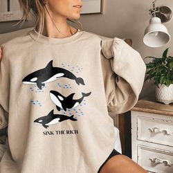 sink the rich shirt, team orca whale, meme funny animal revolution yacht boats shirt, gladys the yacht-sinking orca shir