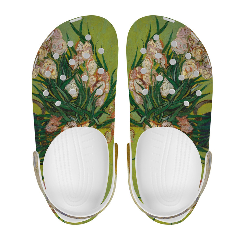 Colorful Van Gogh Flowers Print Crocs-Style Clogs - Comfortable Slip-On Shoes for Men, Women, and Kids.jpg