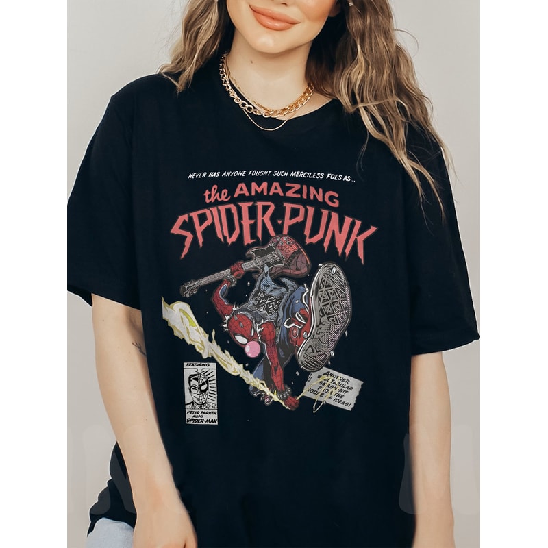 Spider-Punk Shirt, Spider Man Across The Spider Verse Tee, Spider Verse Team Shirt, Spider Cat Tshirt, Marvel Shirt, Gifts For Marvel's Fans - 1.jpg