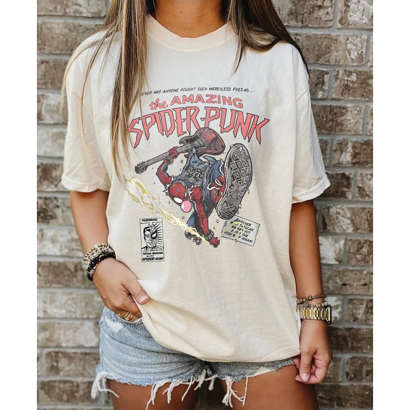 Spider-Punk Shirt, Spider Man Across The Spider Verse Tee, Spider Verse Team Shirt, Spider Cat Tshirt, Marvel Shirt, Gifts For Marvel's Fans - 5.jpg