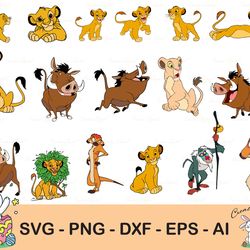the lion king svg, dxf, png, the lion king bundle, the lion king cricut, simba svg, pumba svg, bundle svg, png, dxf, eps
