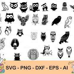 owl svg bundle, owl dxf, owl png, owl eps, owl vector, owl cut files, digital file, svg, png, dxf, eps, instant download