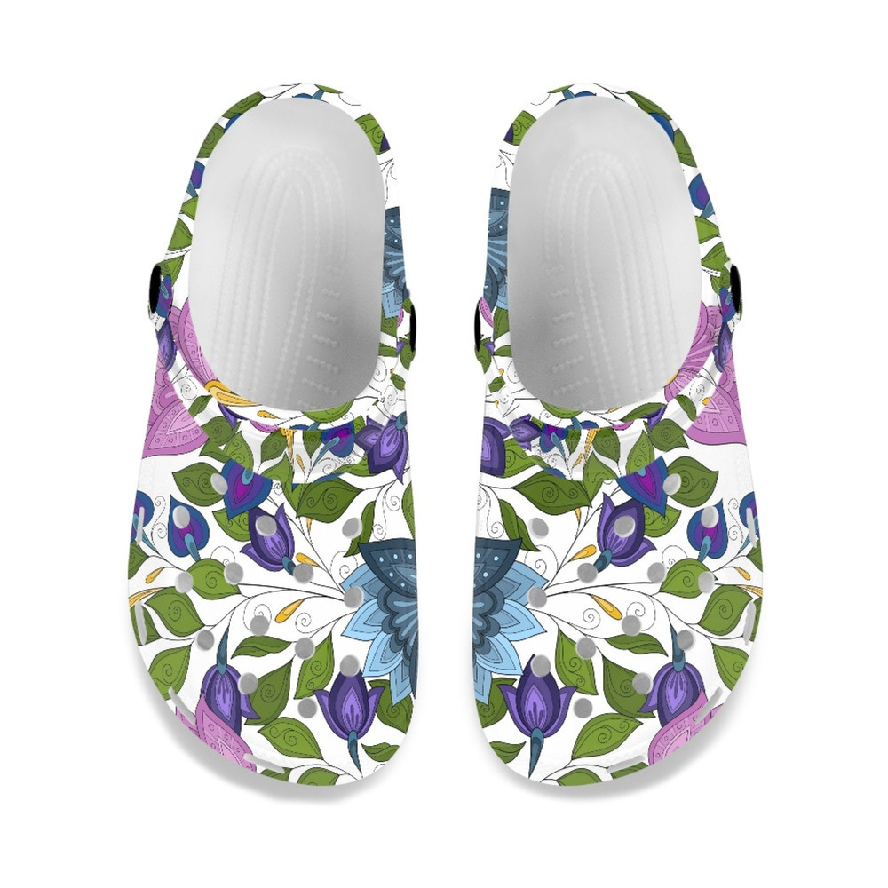 Custom Floral Crocs Shoes, Funny Slippers, Personalized Floral Crocs Shoes, Beach Shoes, Summer Outdoor Shoes-1.jpg