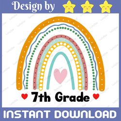 sublimation digital download hello 7th seventh grade back to school teacher boho rainbow png file for sublimation