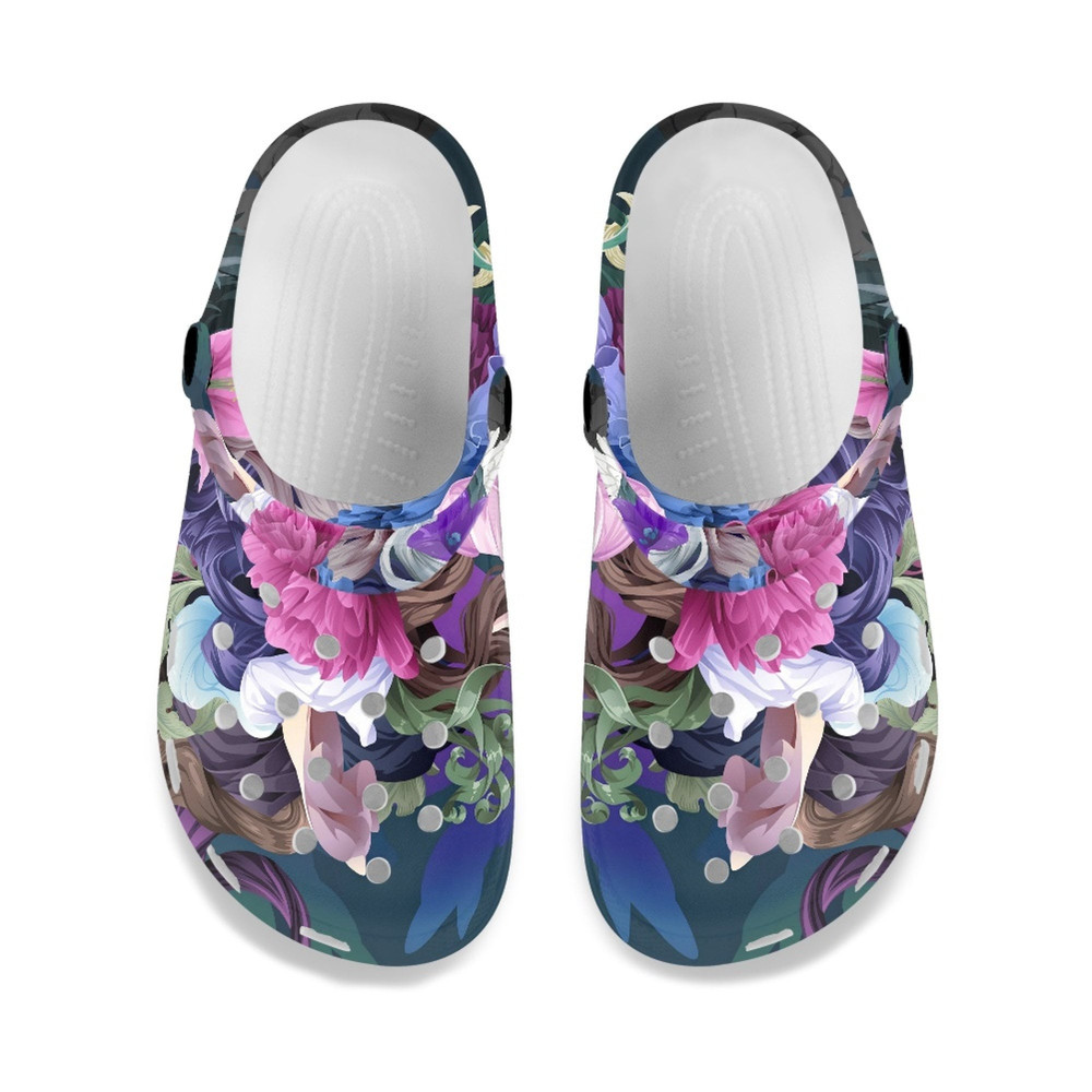 Custom Floral Crocs Shoes, Funny Slippers, Personalized Floral Crocs Shoes, Beach Shoes, Summer Outdoor Shoes-3.jpg