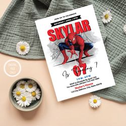 personalized file spiderman invitation | printable birthday party invitation png only
