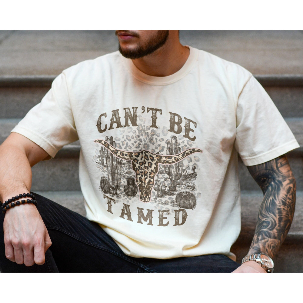 Can't Be Tamed Shirt, Western Shirt, Retro Western tee, Western Cowgirl shirt, Cow Skull shirt, Sublimation Designs tee, Country Music shirt - 3.jpg