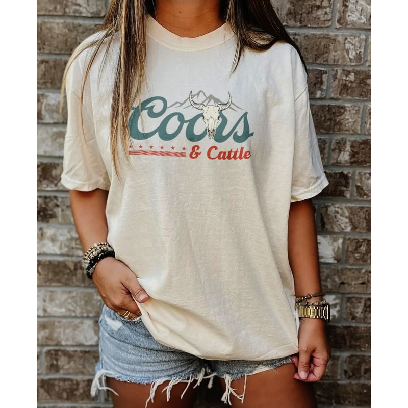 Coors Cowboy Tshirt, Mens Beer shirt, Coors and Cattle Cowboy tee, Western Rodeo, Coors Beer shirt, Western t-shirt, Vintage Cowboy tshirt - 3.jpg