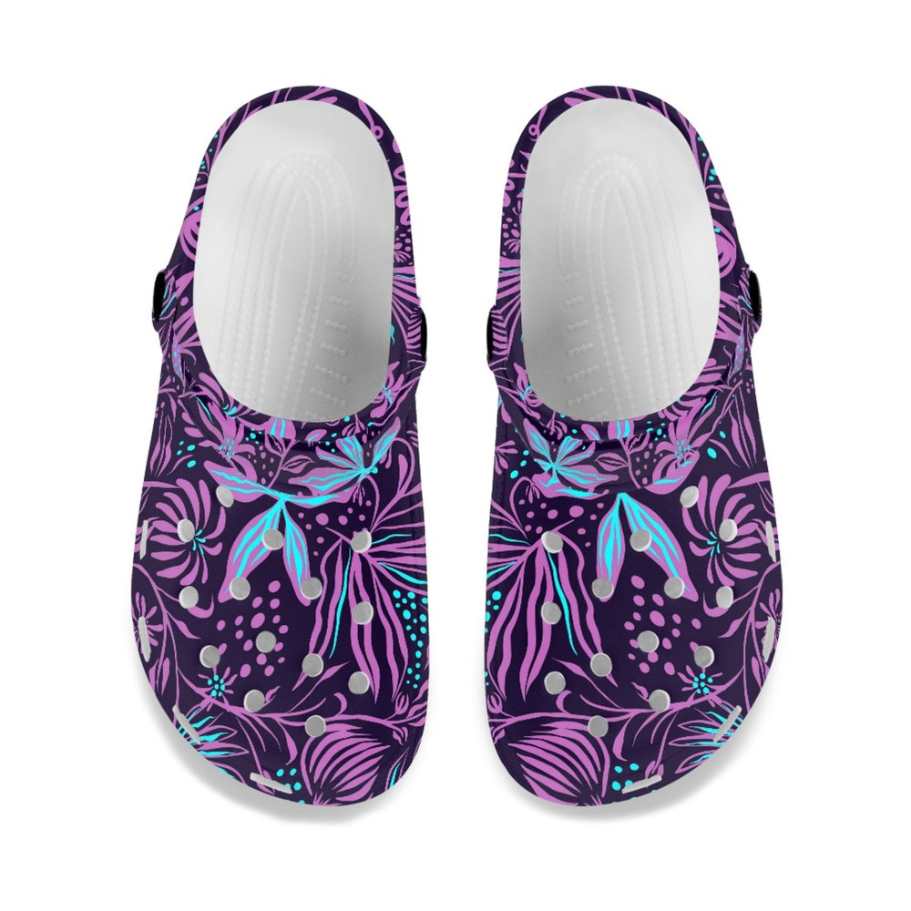 Custom Floral Crocs Shoes, Funny Slippers, Personalized Floral Crocs Shoes, Beach Shoes, Summer Outdoor Shoes-9.jpg