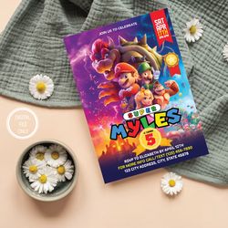 personalized file mario invitation | super mario invite | digital download | mario cake topper png only