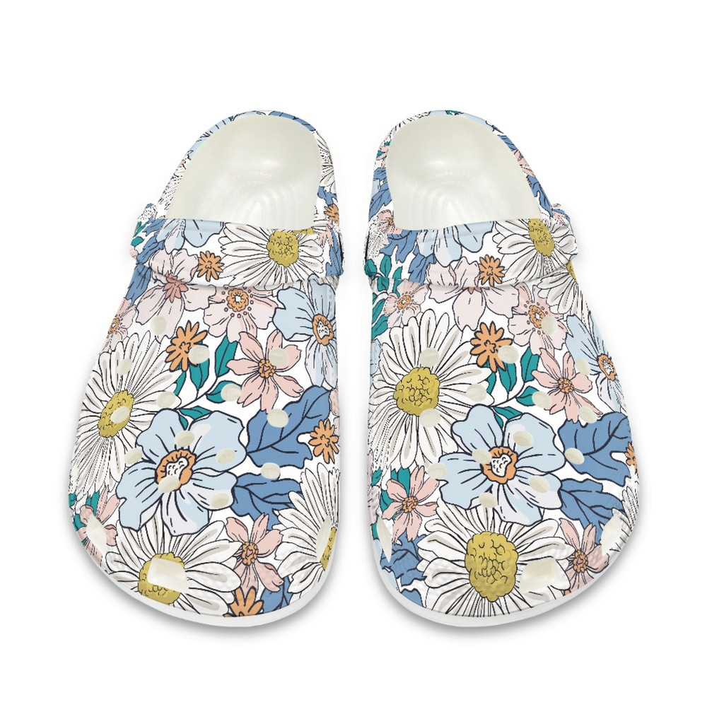 Daisy Floral Crocs Shoes , Can be Personalized With Your Name , Custom Women Shoes , Flower Slippers For Her , EU Size 36-48.jpg