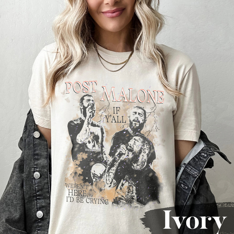 Vintage Post Malone 2023 Tour Shirt, Post Malone Fan Shirt, Rapper Post Malone Concert Shirt, If Y'all Weren't Here I'd Be Crying Tour Shirt - 3.jpg