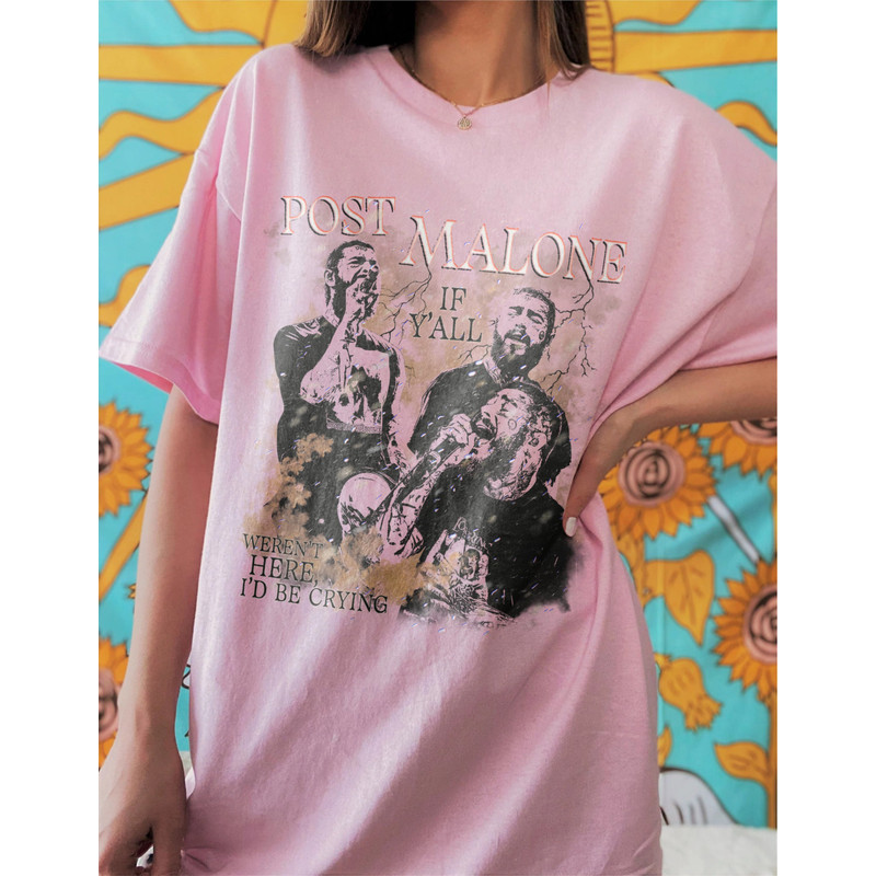 Vintage Post Malone 2023 Tour Shirt, Post Malone Fan Shirt, Rapper Post Malone Concert Shirt, If Y'all Weren't Here I'd Be Crying Tour Shirt - 5.jpg