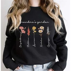 grandmas garden kids birth month flower shirt, moms garden gift, gift for mom, grandma gift, personalize mothers day gif