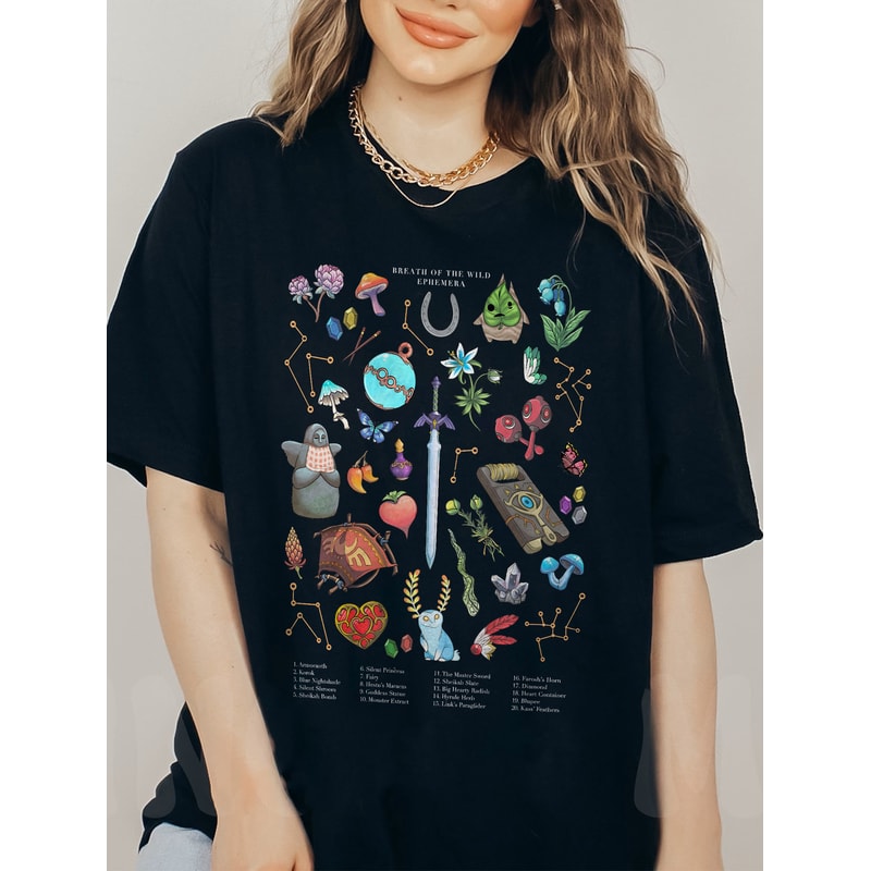 Breath of the Wild Hylia Shirt, Zelda Korok Shirt, Hyrule Flora tee, Plant Lover Sweatshirt, Tears of the kingdom, Zelda gifts, Zelda plants - 2.jpg