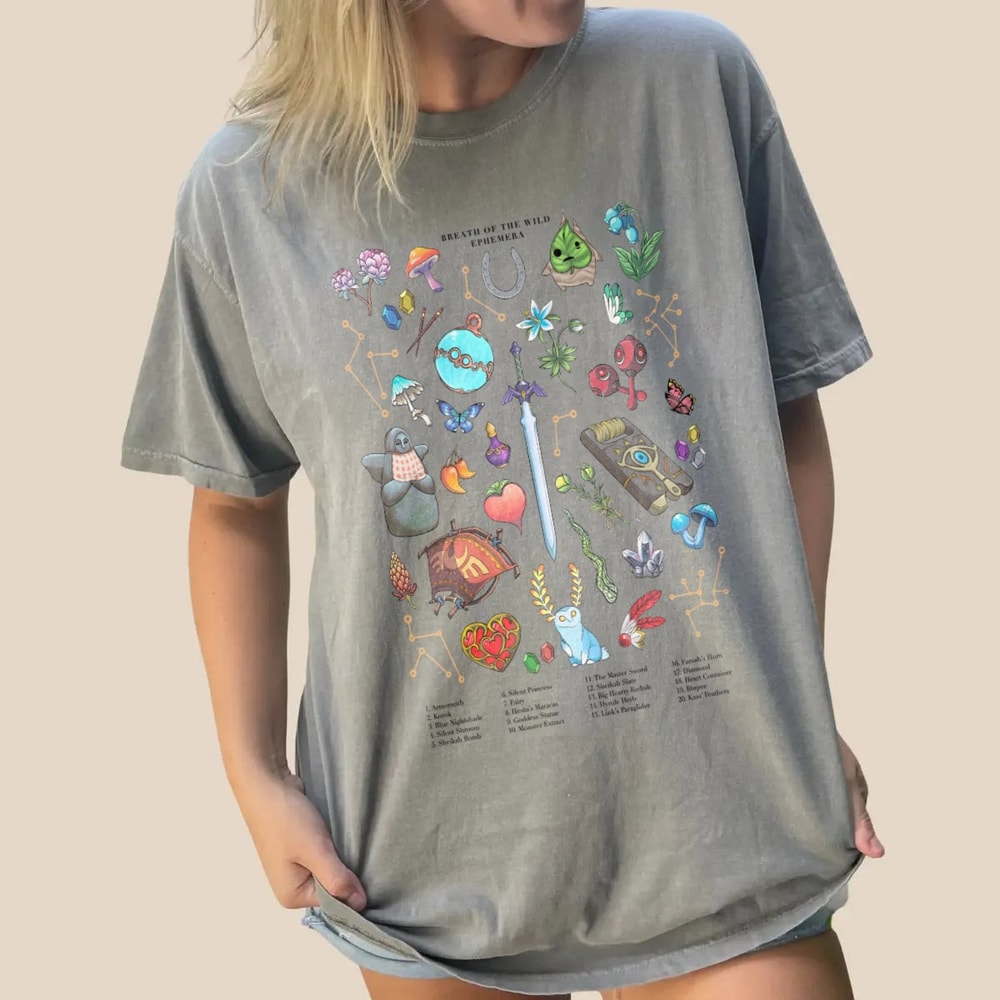 Breath of the Wild Hylia Shirt, Zelda Korok Shirt, Hyrule Flora tee, Plant Lover Sweatshirt, Tears of the kingdom, Zelda gifts, Zelda plants - 5.jpg