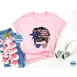 american girl glasses shirt, patriotic gift for women, memorial day shirt, usa shirt gift, gift for independence day, u