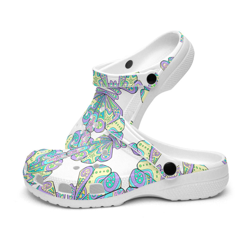 Unisex Clogs Floral Retro Geo 1970 Groovy Hippie Cool Natural world Nature Sea Life Fishes Shells-2.jpg