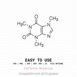 caffeine molecule, coffee svg png pdf ai dxf eps