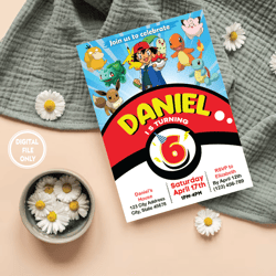 personalized file pokemon birthday invitations, pokemon birthday invites, pokemone invitation png only