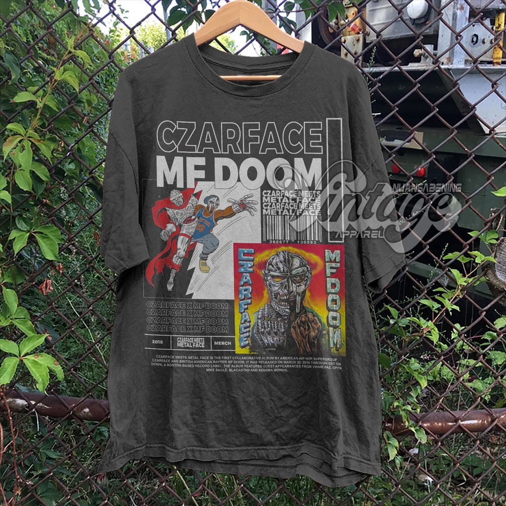 Czarface x Mf Doom Vintage Bootleg Inspired Tee Graphic Unisex Tee Czarface x Mf Doom Vintage T-Shirt Czarface meets metal face Shirt - 1.jpg