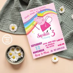 personalized file peppa pig birthday invitation | peppa pig invitation | peppa pig party kids invite png only