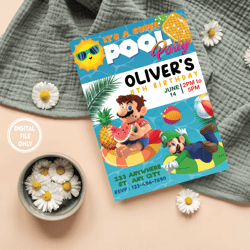 personalized file super mario birthday invitation, mario party invite, pool party invitation for video gamer png only