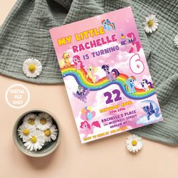 personalized file my little pony birthday invitation | little pony invite, printable birthday invite png only
