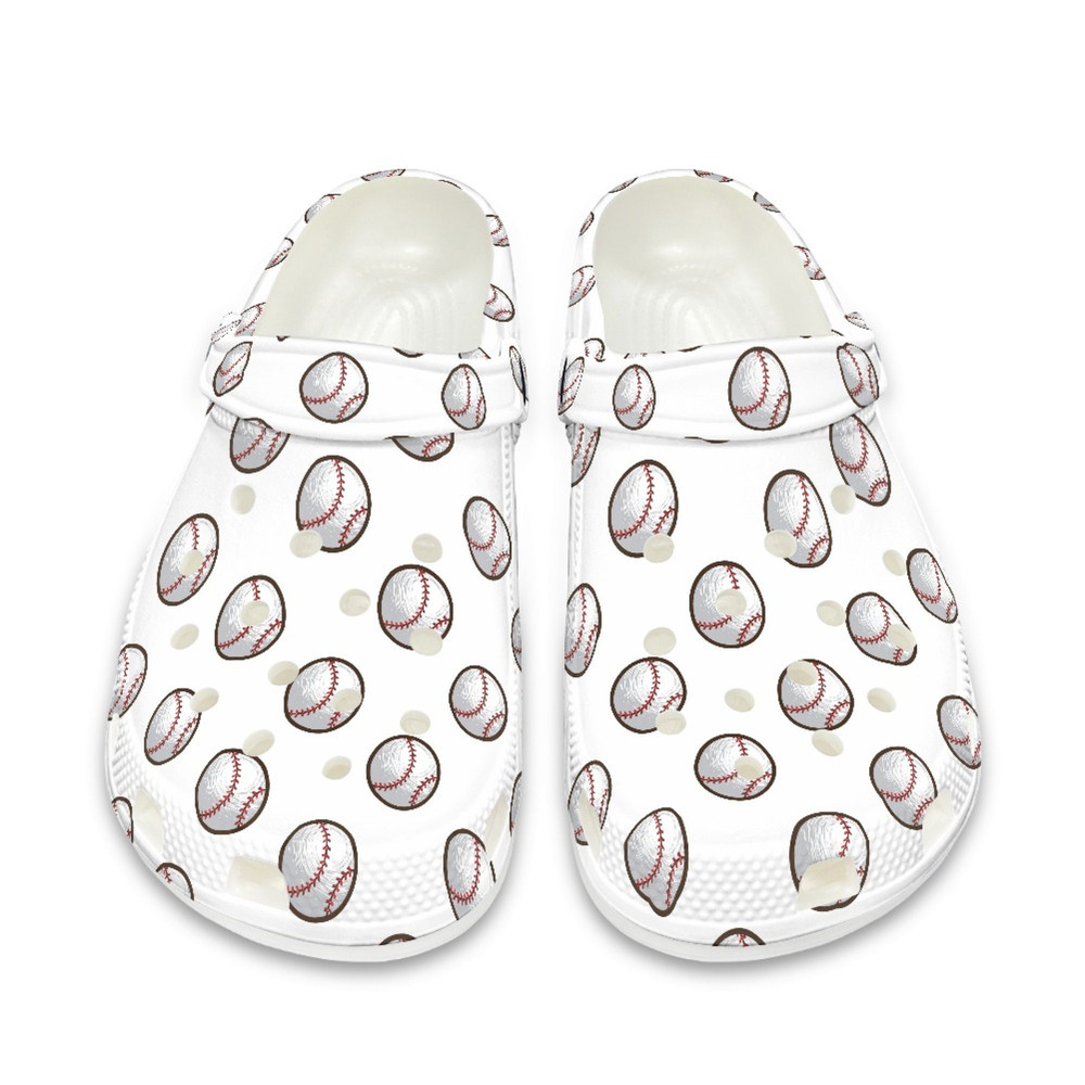 White Baseball Crocs Shoe , Unisex Sport Slippers , Baseball Lover Gift Ideas , Personalized Name Shoes , EU Size 36-48.jpg