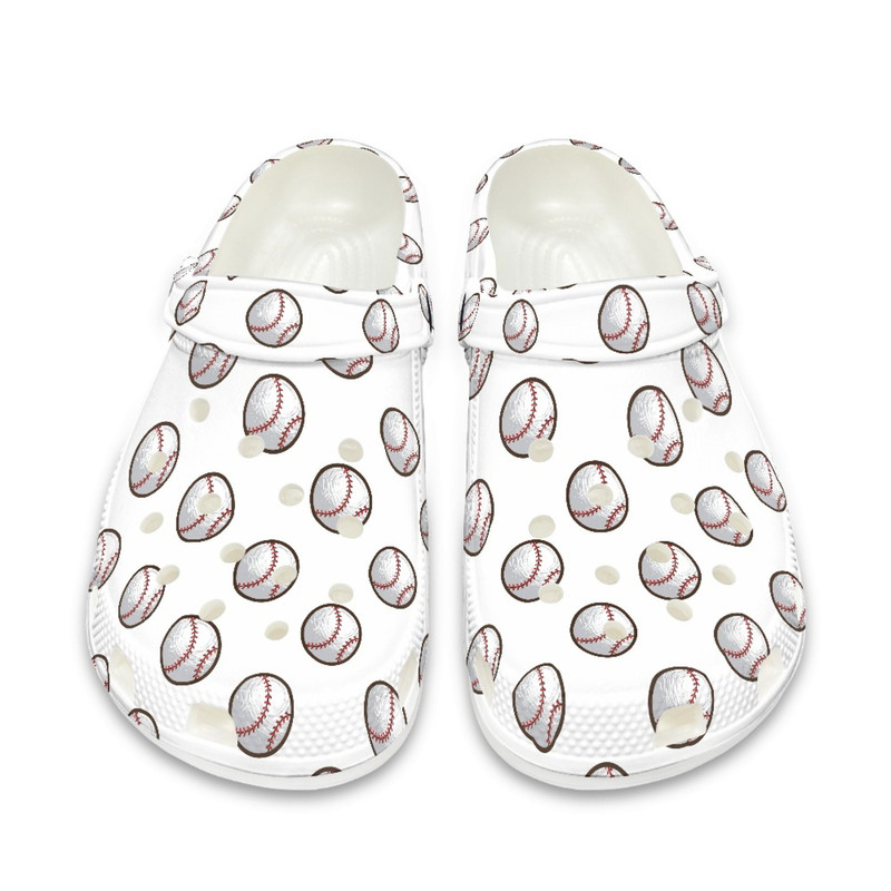 White Baseball Crocs Shoe , Unisex Sport Slippers , Baseball Lover Gift Ideas , Personalized Name Shoes , EU Size 36-48.jpg