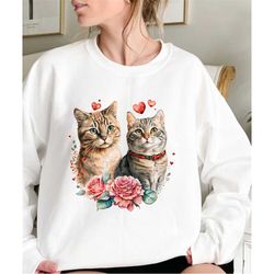 cute cat valentine sweatshirt, cat lover valentine sweatshirt, funny valentines day sweater, valentines day shirt, girls