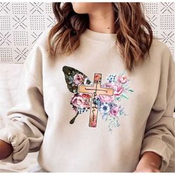 faith sweatshirt, christian sweatshirt, butterfly sweatshirt, butterfly shirt, christian shirt, religious sweater, bibl