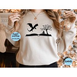 girl and dragon book shirt, reading book shirt, gift for bookworms, booksellers gift, fantastic book lover shirt, readin