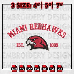 Miami Redhawks Embroidery files, NCAA Embroidery Designs, NCAA Miami Redhawks Machine Embroidery Pattern