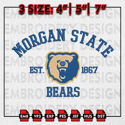 Morgan State Bears Embroidery files, NCAA Embroidery Designs, NCAA Morgan State Bears Machine Embroidery Pattern