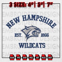 New Hampshire Wildcats Embroidery files, NCAA Embroidery Designs, NCAA New Hampshire Wildcats Machine Embroidery Pattern