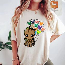 Baby Groot Balloons Comfort Colors Shirt, Marvel Guardians Of The Galaxy Groot Shirt, Disneyworld Shirt, Disney Family T
